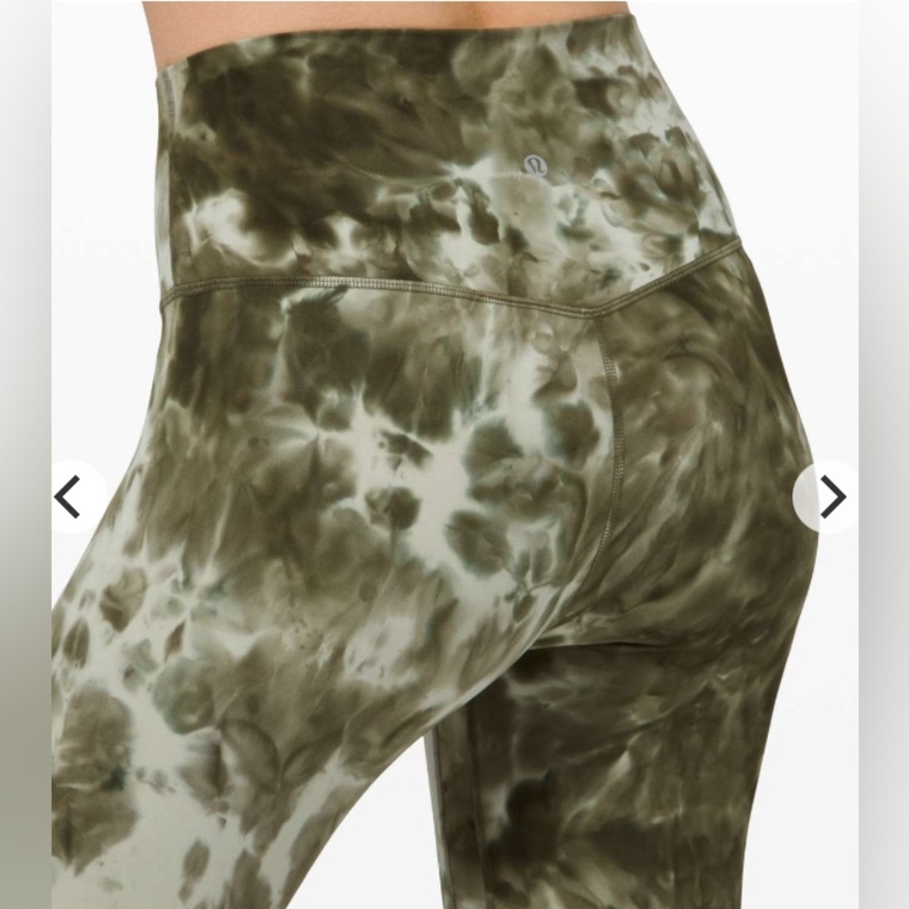 $98 Lululemon Align crop Diamond tie dye olive sage green leggings XS 0